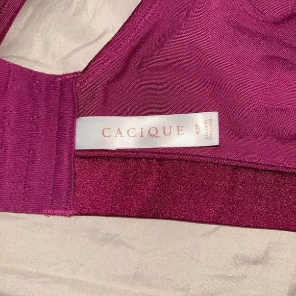 Cacique Bra 42F Pink Purple Fuchsia Lightly-Lined No Wire - Picture 3 of 6